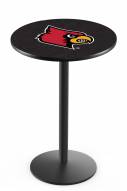 Louisville Cardinals Black Wrinkle Bar Table with Round Base