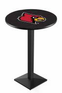 Louisville Cardinals Black Wrinkle Pub Table with Square Base