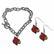 Louisville Cardinals Chain Bracelet & Dangle Earring Set
