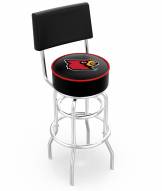Louisville Cardinals Chrome Double Ring Swivel Barstool with Back