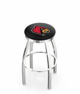 Louisville Cardinals Chrome Swivel Bar Stool with Accent Ring