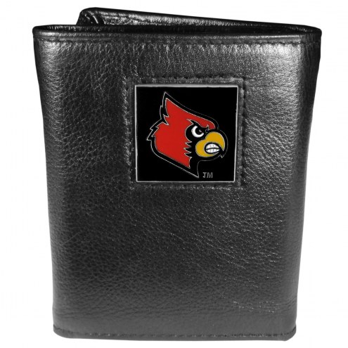 Louisville Cardinals Deluxe Leather Tri-fold Wallet in Gift Box
