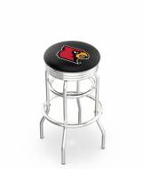 Louisville Cardinals Double Ring Swivel Barstool with Ribbed Accent Ring