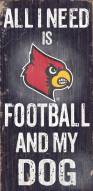 Louisville Cardinals Football & Dog Wood Sign