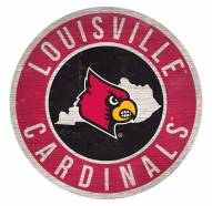 Louisville Cardinals Round State Wood Sign