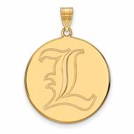 Louisville Cardinals Sterling Silver Gold Plated Extra Large Disc Pendant