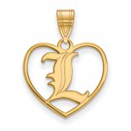 Louisville Cardinals NCAA Sterling Silver Gold Plated Heart Pendant