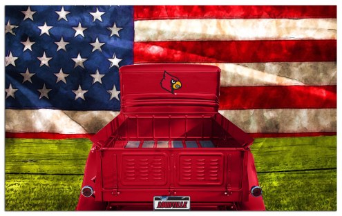 Louisville Cardinals Patriotic Retro Truck 11&quot; x 19&quot; Sign