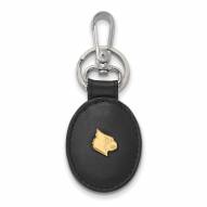 Louisville Cardinals Sterling Silver Gold Plated Black Leather Key Chain