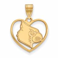 Louisville Cardinals Sterling Silver Gold Plated Heart Pendant
