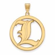 Louisville Cardinals Sterling Silver Gold Plated Large Circle Pendant