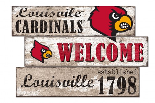 Louisville Cardinals Welcome 3 Plank Sign