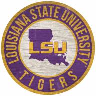 LSU Tigers 12" Circle with State Sign