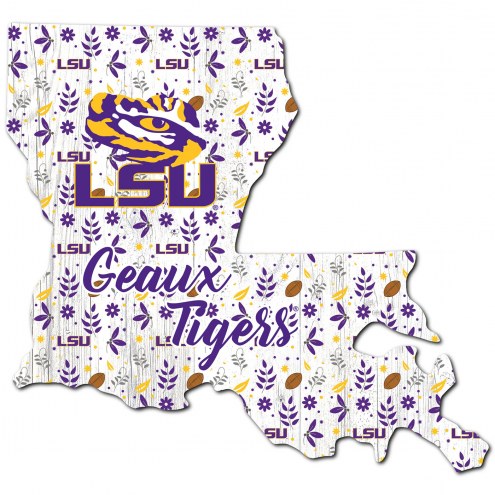 LSU Tigers 12&quot; Floral State Sign