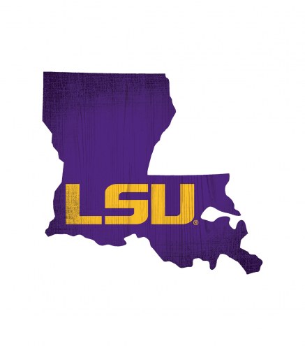LSU Tigers 12&quot; Team Color Logo State Sign