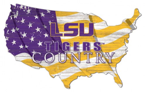 LSU Tigers 15&quot; USA Flag Cutout Sign