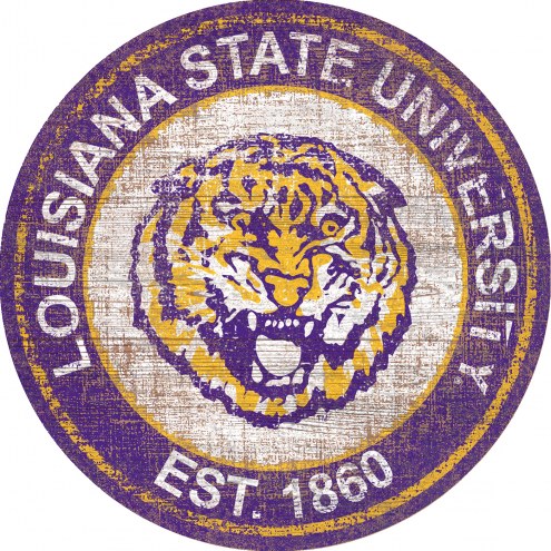 LSU Tigers 24&quot; Heritage Logo Round Sign