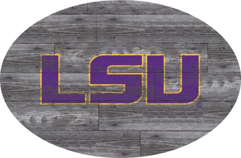 LSU Tigers 46&quot; Distressed Wood Oval Sign