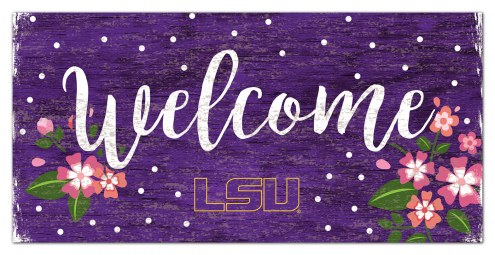 LSU Tigers 6&quot; x 12&quot; Floral Welcome Sign