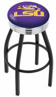 LSU Tigers Black Swivel Barstool with Chrome Ribbed Ring