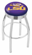 LSU Tigers Chrome Swivel Barstool with Ribbed Accent Ring