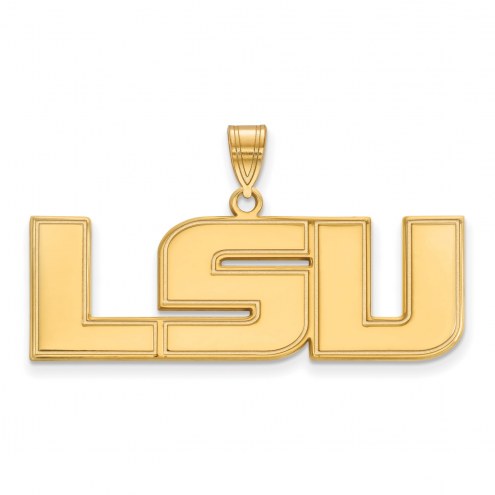 LSU Tigers College Sterling Silver Gold Plated Large Pendant