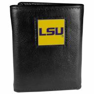LSU Tigers Deluxe Leather Tri-fold Wallet in Gift Box