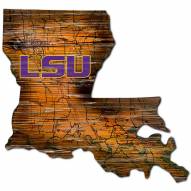 LSU Tigers Distressed State with Logo Sign