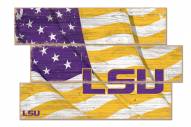 LSU Tigers Flag 3 Plank Sign
