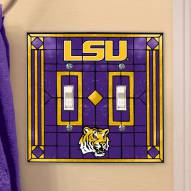 LSU Tigers Glass Double Switch Plate Cover
