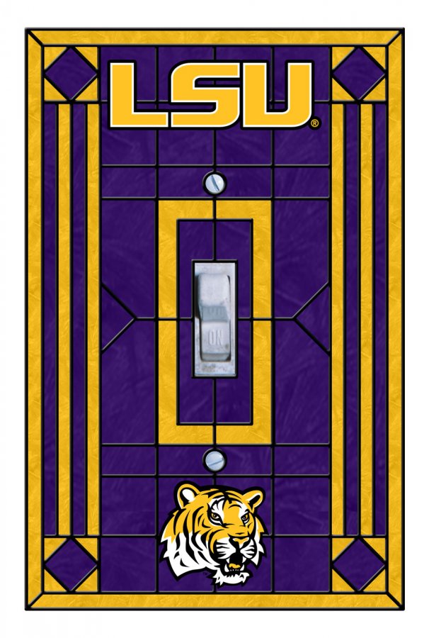 NCAA LSU Tigers Purple Art-Glass Switch Plate Cover 