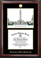 LSU Tigers Gold Embossed Diploma Frame with Campus Images Lithograph