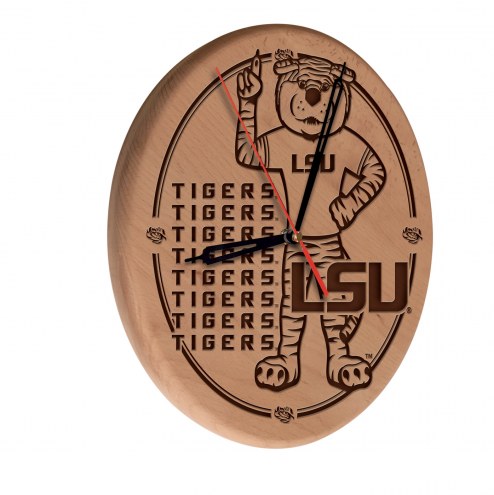 LSU Tigers Laser Engraved Wood Clock