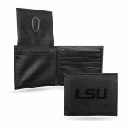 LSU Tigers Laser Engraved Black Billfold Wallet