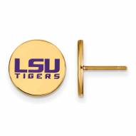 LSU Tigers Sterling Silver Gold Plated Small Disc Earrings