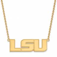 LSU Tigers NCAA Sterling Silver Gold Plated Large Pendant Necklace