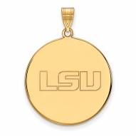LSU Tigers Sterling Silver Gold Plated Extra Large Disc Pendant