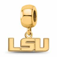 LSU Tigers Sterling Silver Gold Plated Extra Small Dangle Bead