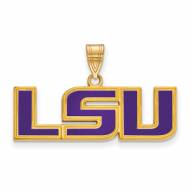LSU Tigers Sterling Silver Gold Plated Medium Enameled Pendant
