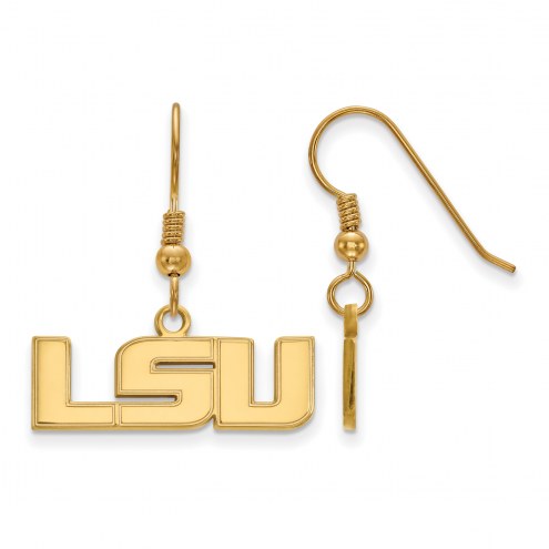 LSU Tigers Sterling Silver Gold Plated Small Dangle Earrings