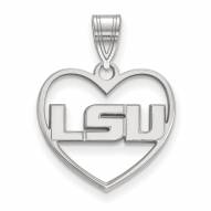 LSU Tigers Sterling Silver Heart Pendant