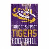 LSU Tigers Proud to Support Wood Sign