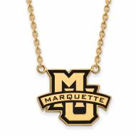 Marquette Golden Eagles Sterling Silver Gold Plated Large Enameled Pendant Necklace