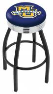 Marquette Golden Eagles Black Swivel Barstool with Chrome Ribbed Ring