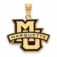 Marquette Golden Eagles Sterling Silver Gold Plated Large Enameled Pendant