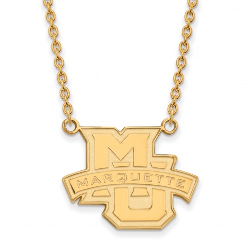 Marquette Golden Eagles Sterling Silver Gold Plated Large Pendant Necklace