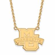 Marquette Golden Eagles Sterling Silver Gold Plated Large Pendant Necklace