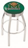 Marshall Thundering Herd Chrome Swivel Barstool with Ribbed Accent Ring