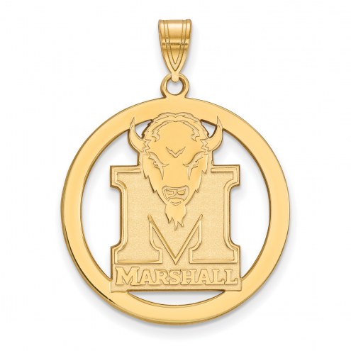 Marshall Thundering Herd Sterling Silver Gold Plated Large Circle Pendant