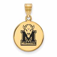 Marshall Thundering Herd Sterling Silver Gold Plated Medium Enameled Disc Pendant
